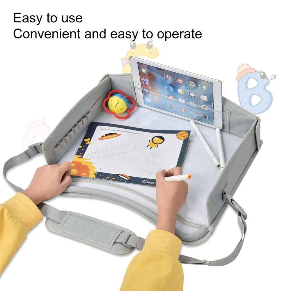 Kids Car Seat Lap Desk Oxford Cloth Travel Tray Drawing Writing Table for Children
