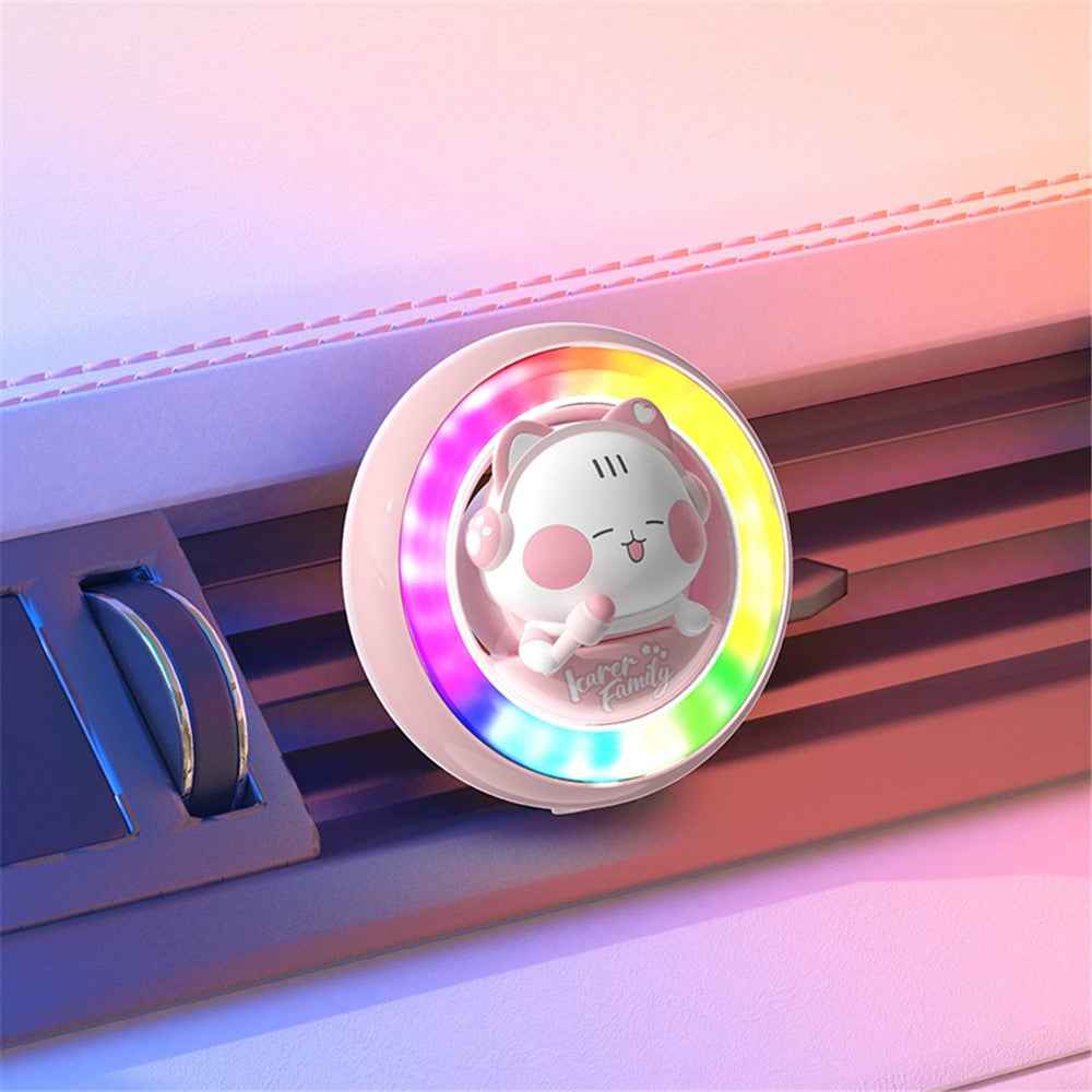 ICARER FAMILY Cartoon Animal Car Air Vent Clip Aroma Rhythm Light Interior Decor - MOMO