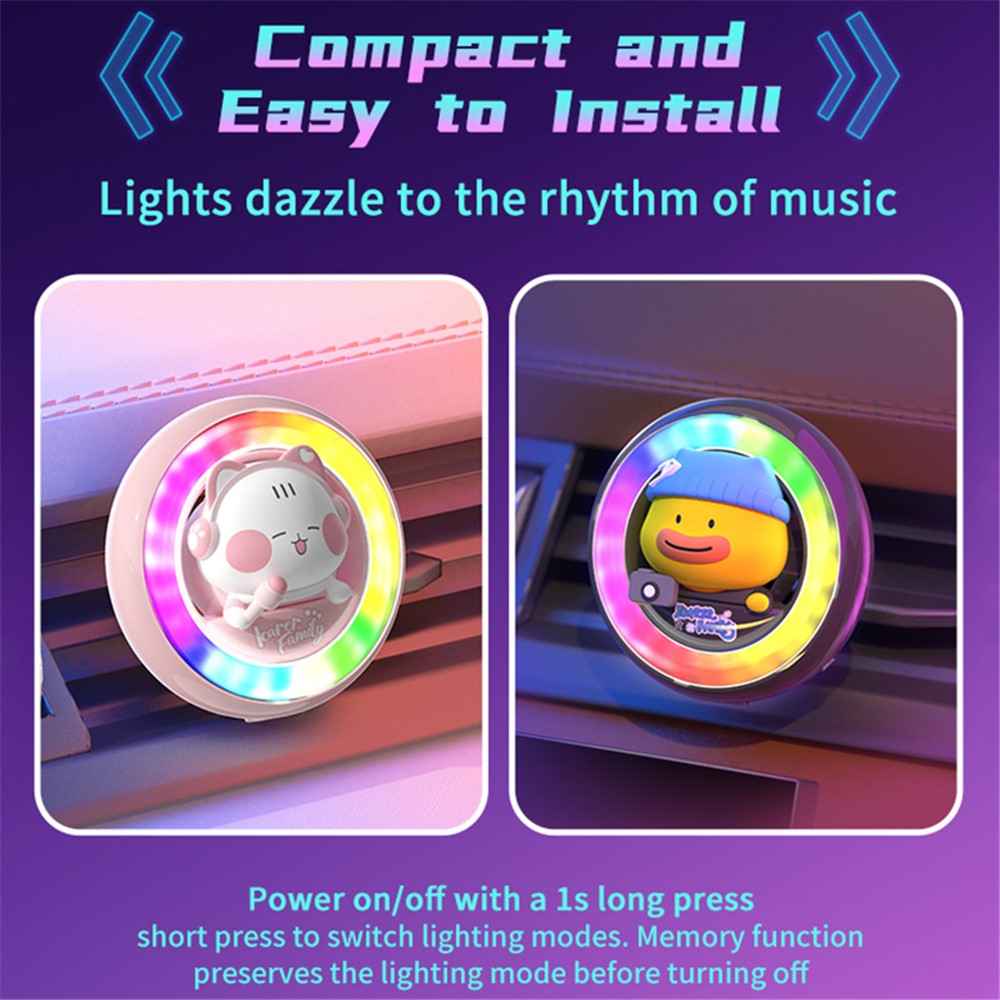 ICARER FAMILY Cartoon Animal Car Air Vent Clip Aroma Rhythm Light Interior Decor - C