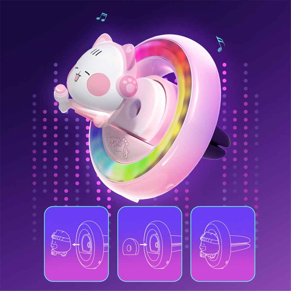 ICARER FAMILY Cartoon Animal Car Air Vent Clip Aroma Rhythm Light Interior Decor - C