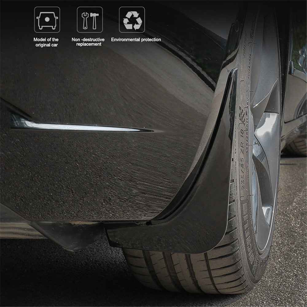 4PCS Mud Flap Mud Guard for Tesla Model 3 No Drilling Car Front and Rear Wheel Fender - Red