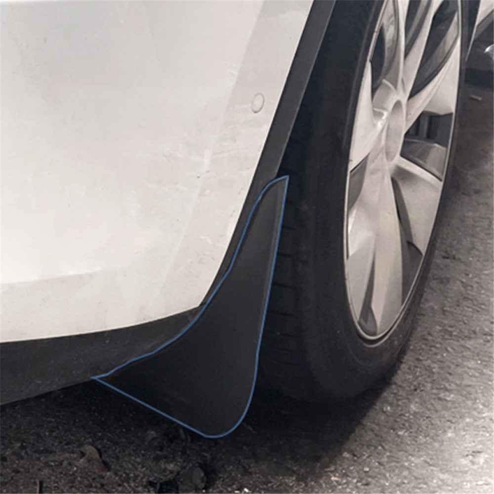 4PCS No Drilling Car Front and Rear Wheel Fender Mud Flap Mud Guard for Tesla Model Y - Carbon Fiber Texture