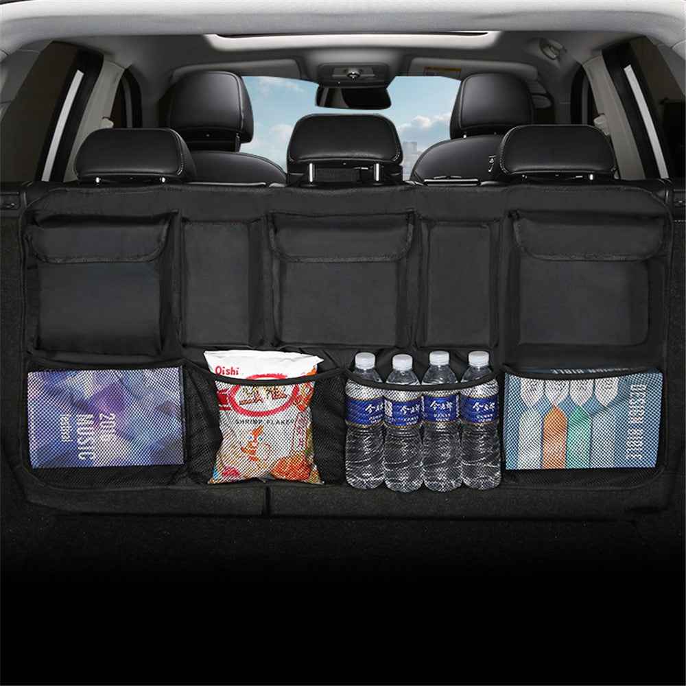105x52cm Car Rear Seat Back Organizer Auto Trunk Cargo Storage Bag Mesh Pocket - Black