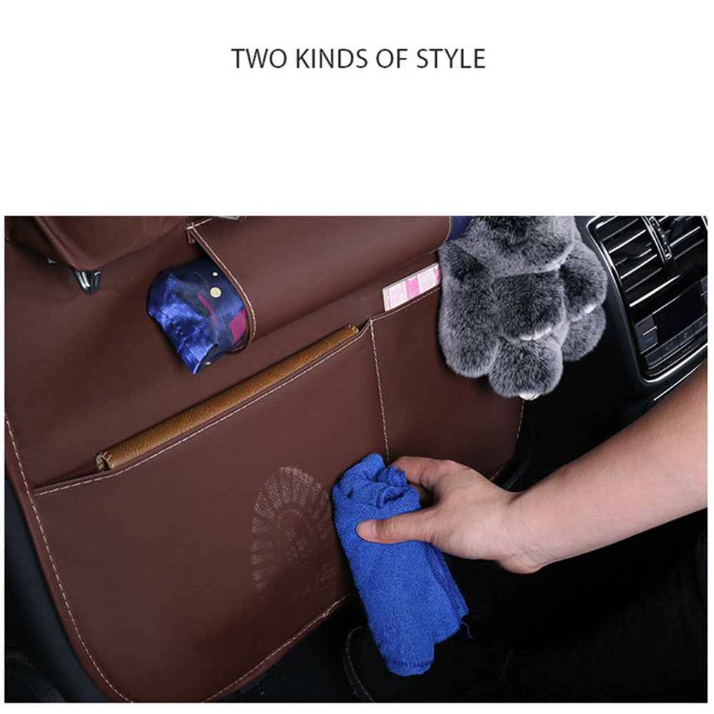 Car Back Seat Organizer Storage Bag with Tissue Box Tablet/Umbrella/Water Bottle Holder - Black