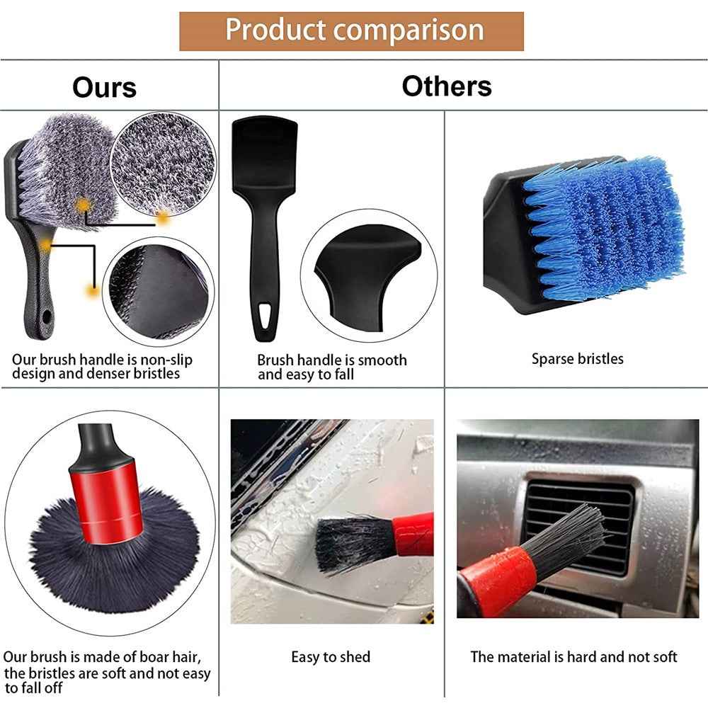 13pcs Car Detailing Cleaning Brushes Car Cleaning Tools Microfiber Towel Automobile Air Vents Wheel Wash Kit