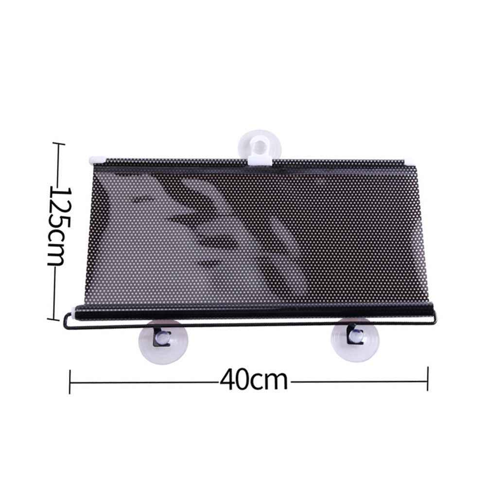 40*125cm Car Automatic Heat Insulation Retractable Windshield Window Sunshade Cover Shield Curtain - Black