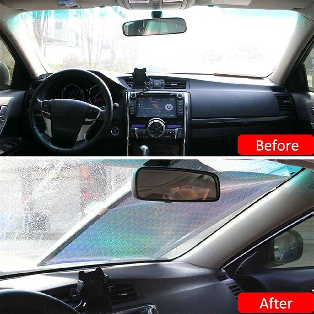40*125cm Car Automatic Heat Insulation Retractable Windshield Window Sunshade Cover Shield Curtain - Black