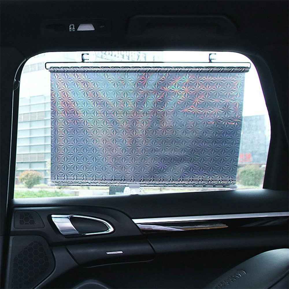 50*125cm Retractable Car Front Window Sunshade PVC Auto Window Anti-UV Protection Sun Visor - Silver