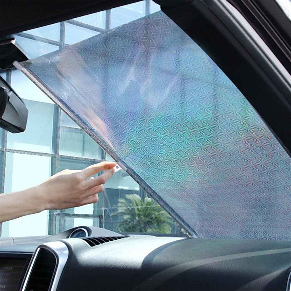 50*125cm Retractable Car Front Window Sunshade PVC Auto Window Anti-UV Protection Sun Visor - Silver