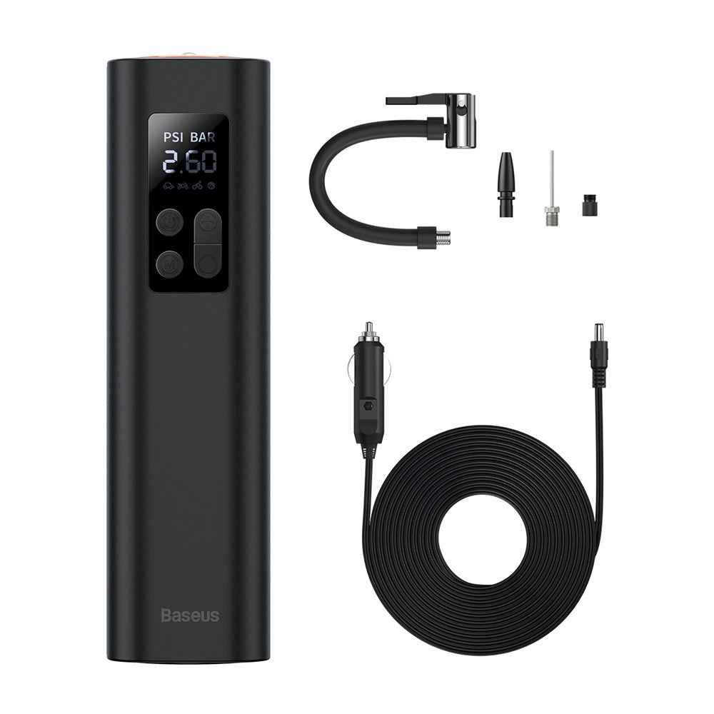 BASEUS Super Mini Inflator Pump Tire Pressure Gauge Digital Display Air Pump - Black