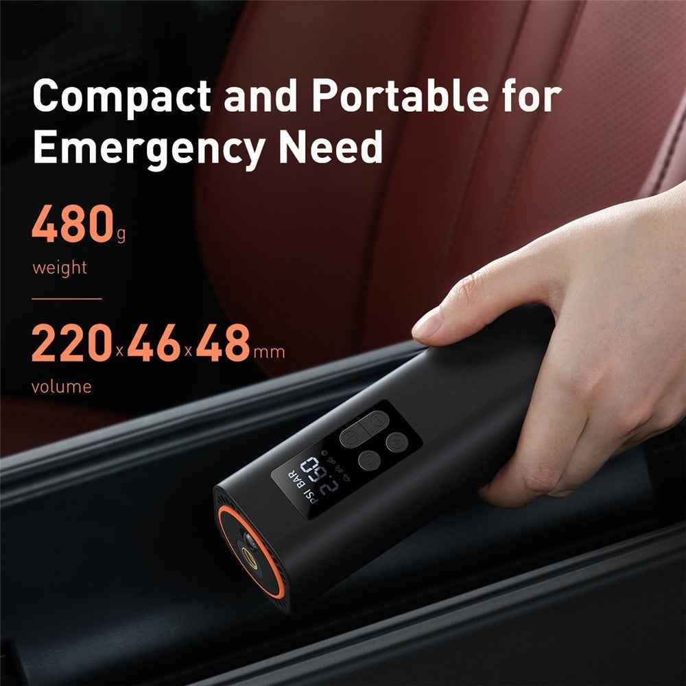 BASEUS Super Mini Inflator Pump Tire Pressure Gauge Digital Display Air Pump - Black