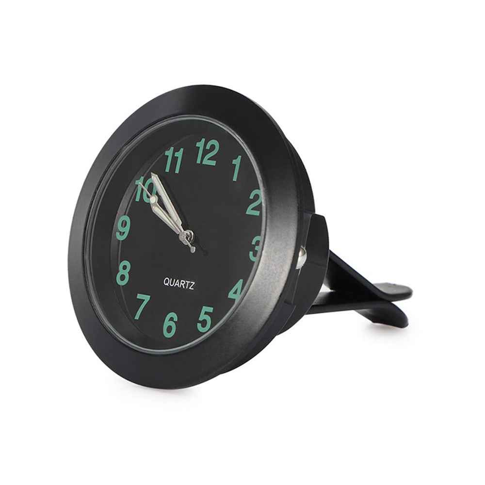 Luminous Mini Car Air Vent Clip-on Round Quartz Clock Car Interior Decoration - Black