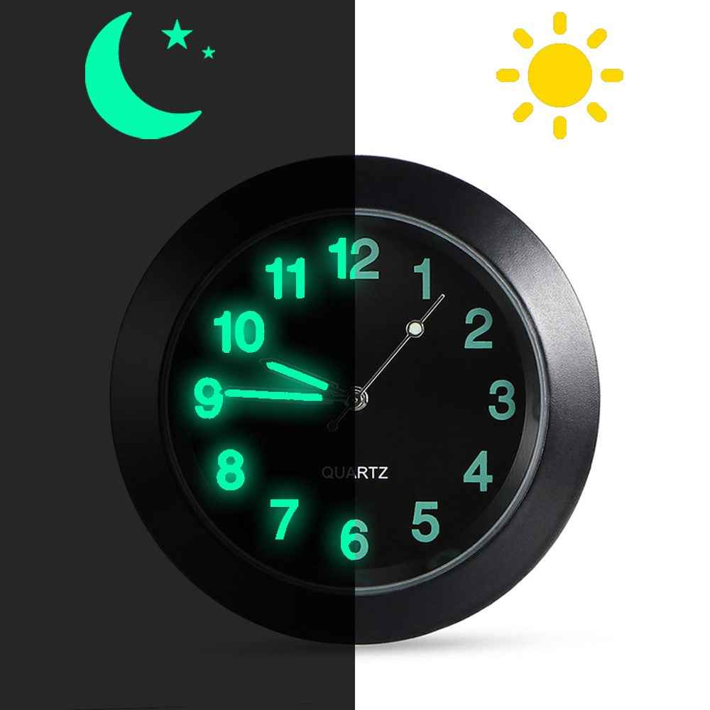 Luminous Mini Car Air Vent Clip-on Round Quartz Clock Car Interior Decoration - Black