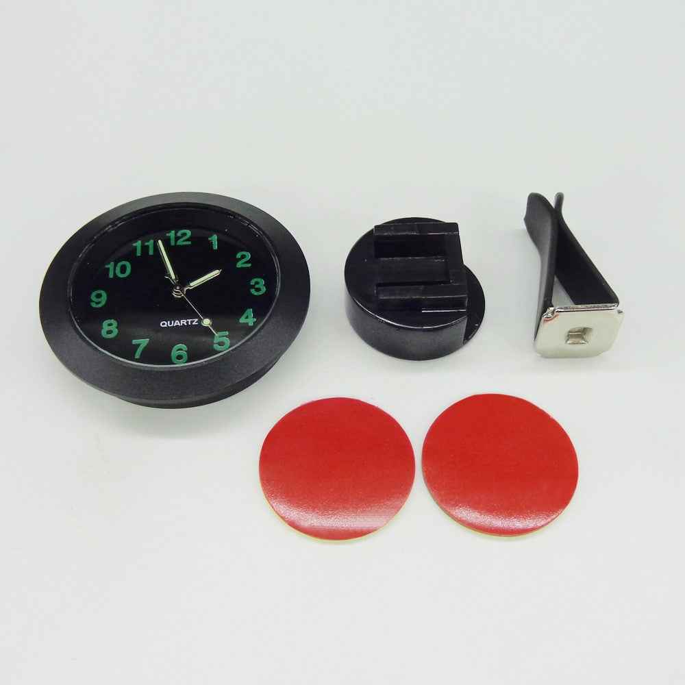 Luminous Mini Car Air Vent Clip-on Round Quartz Clock Car Interior Decoration - Black