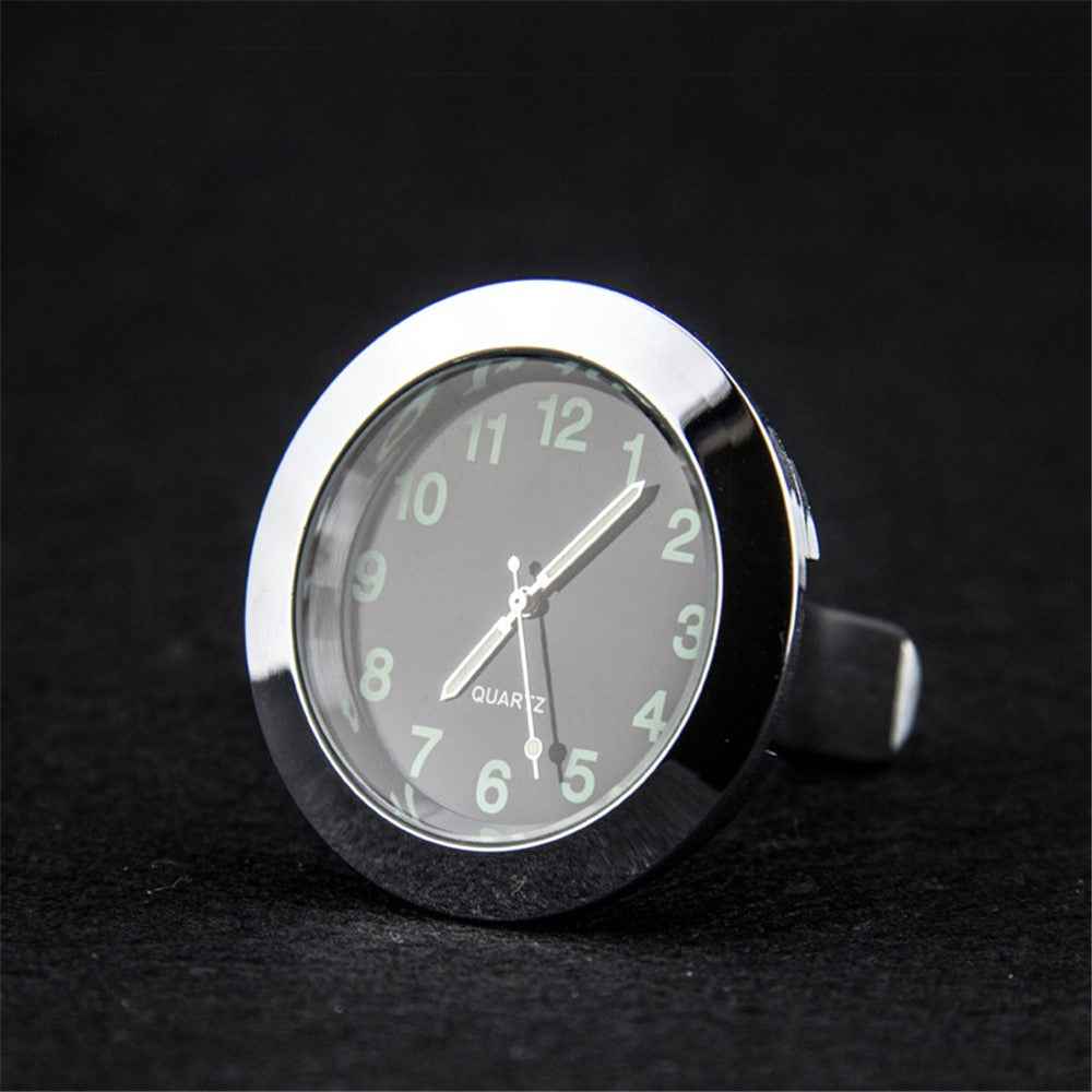 Luminous Mini Car Air Vent Clip-on Round Quartz Clock Car Interior Decoration - Silver