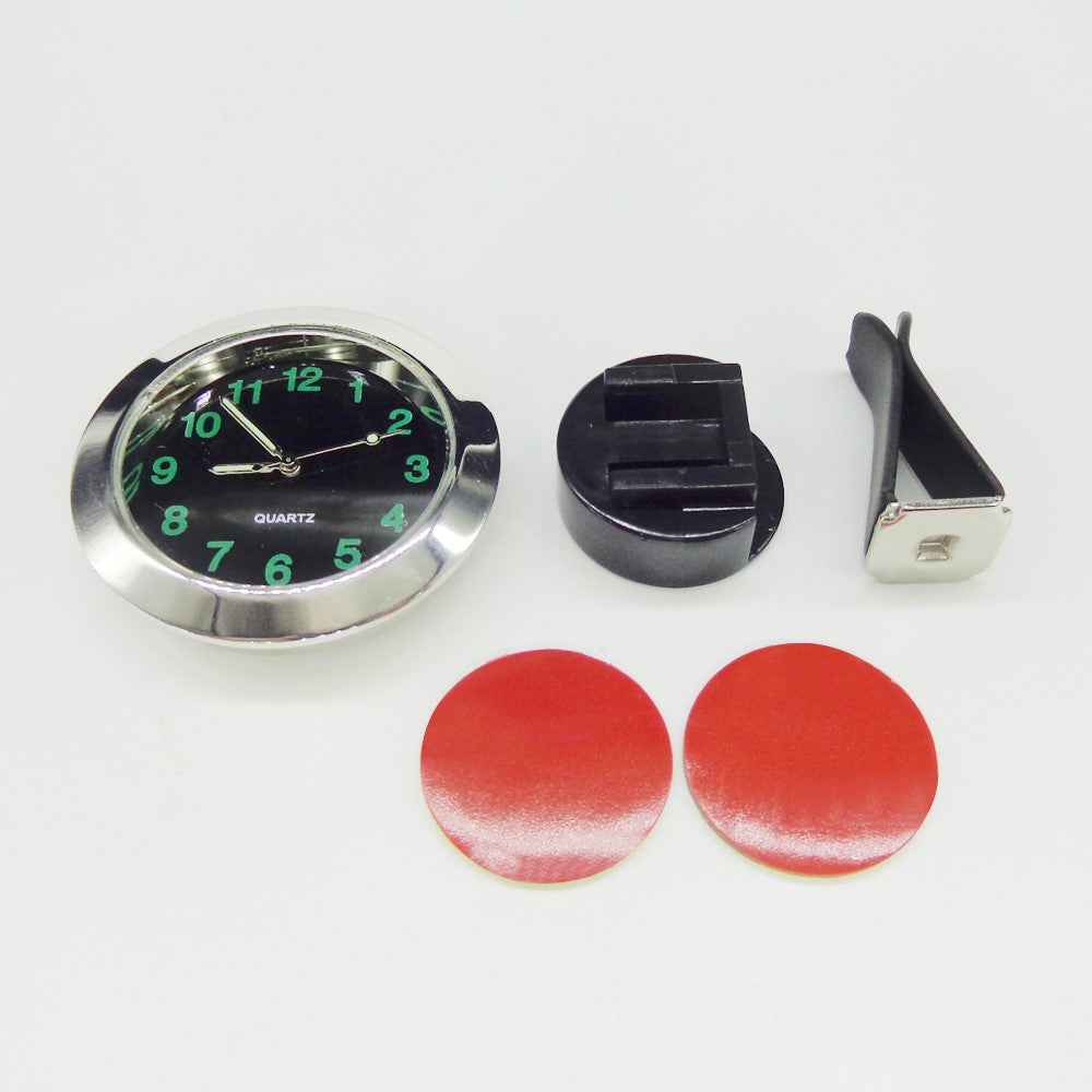 Luminous Mini Car Air Vent Clip-on Round Quartz Clock Car Interior Decoration - Silver