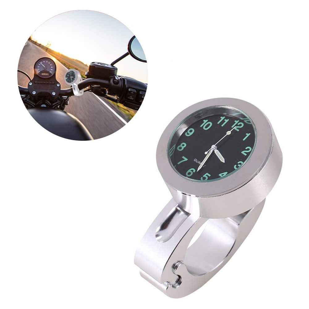 Stylish Waterproof Clock Motorcycle Handlebar Mount Quartz Clock for Harley Davidson Honda Yamaha Kawasaki - Silver