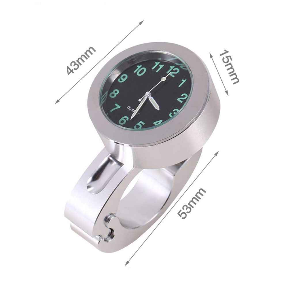 Stylish Waterproof Clock Motorcycle Handlebar Mount Quartz Clock for Harley Davidson Honda Yamaha Kawasaki - Silver