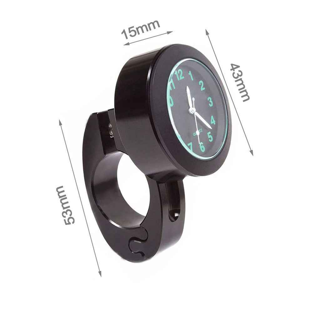 Stylish Waterproof Clock Motorcycle Handlebar Mount Quartz Clock for Harley Davidson Honda Yamaha Kawasaki - Black