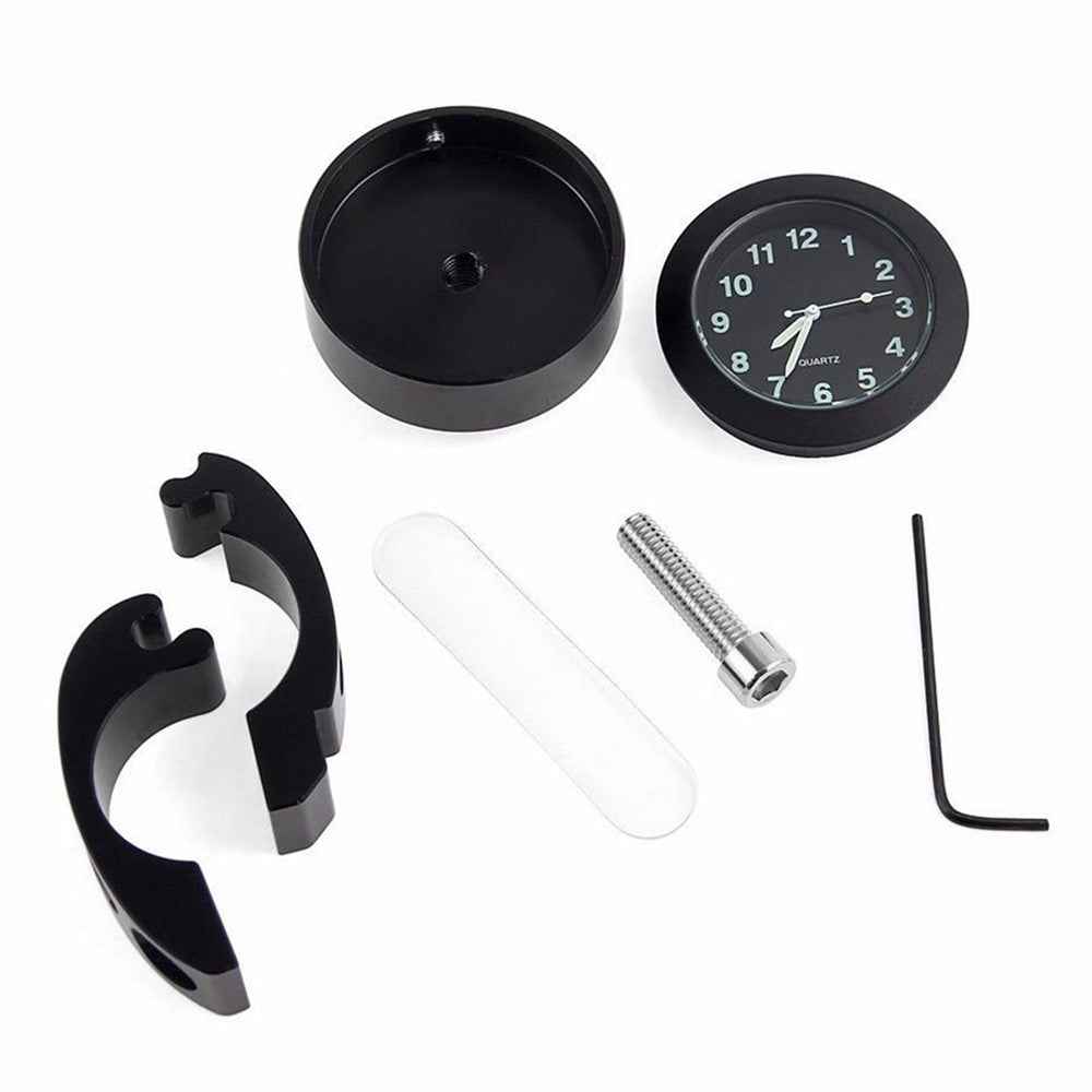 Stylish Waterproof Clock Motorcycle Handlebar Mount Quartz Clock for Harley Davidson Honda Yamaha Kawasaki - Black