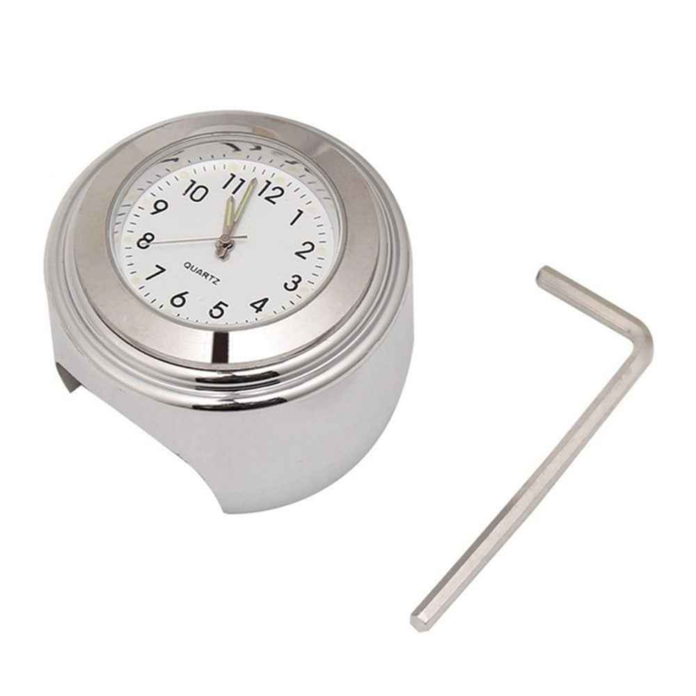Universal Motorcycle Handlebar Quartz Clock Waterproof Shockproof Aluminum Alloy Motorbike Handlebar Watch - Electroplating/White Dial