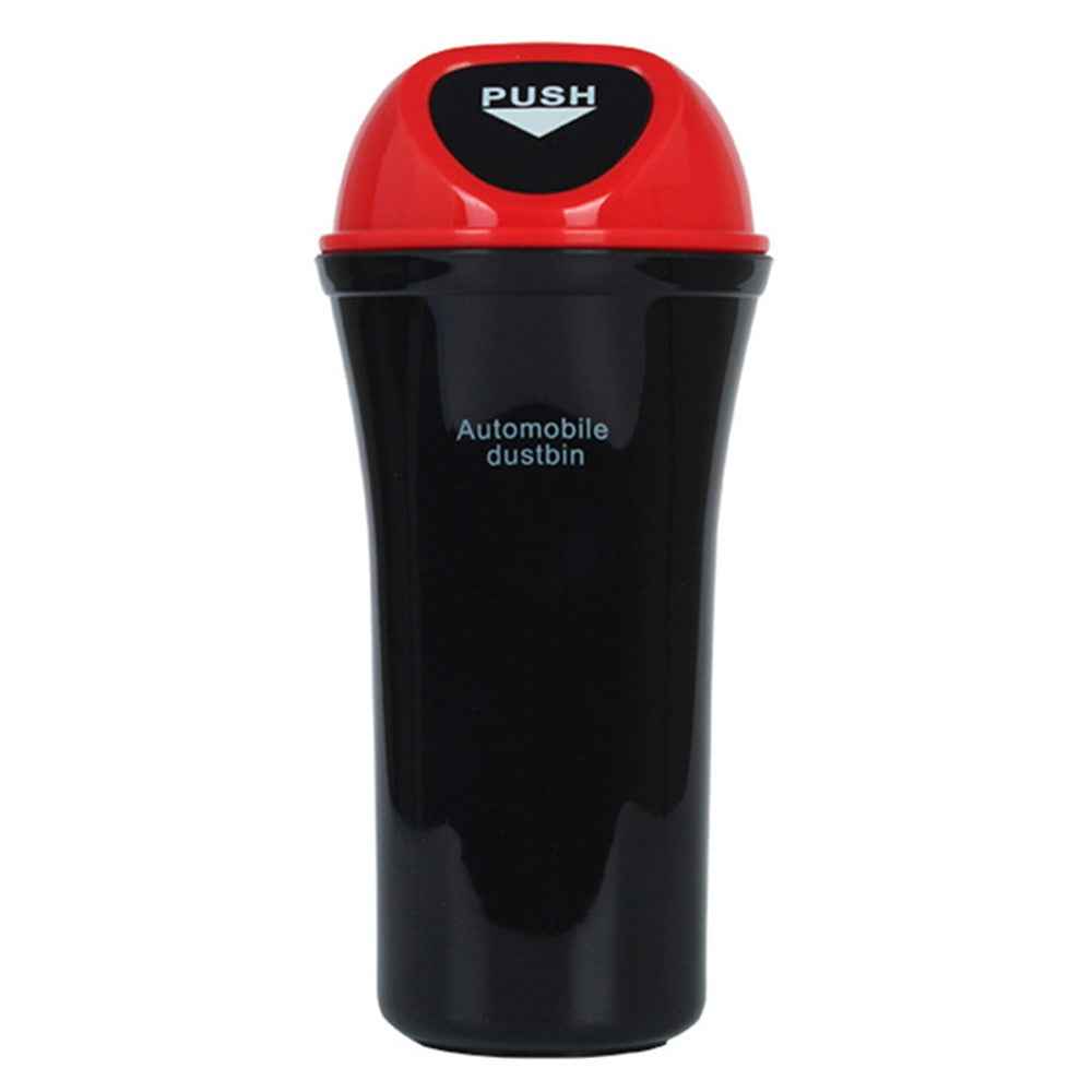 Mini Car Trash Can Push Lid Design Garbage Holder Vehicle Door Cup Holder Seat Back Plastic Trash Bin Dustbin - Red