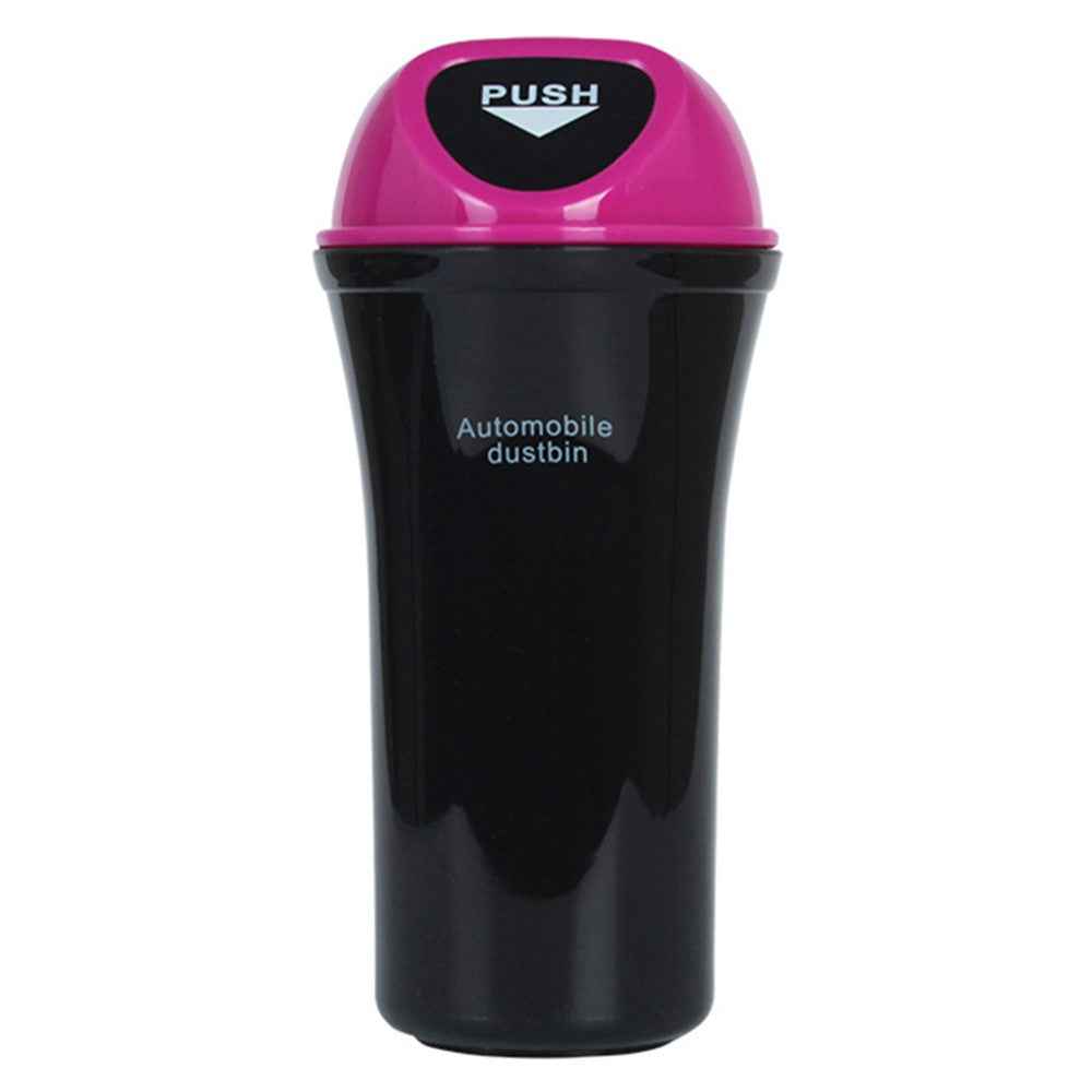 Mini Car Trash Can Push Lid Design Garbage Holder Vehicle Door Cup Holder Seat Back Plastic Trash Bin Dustbin - Rose