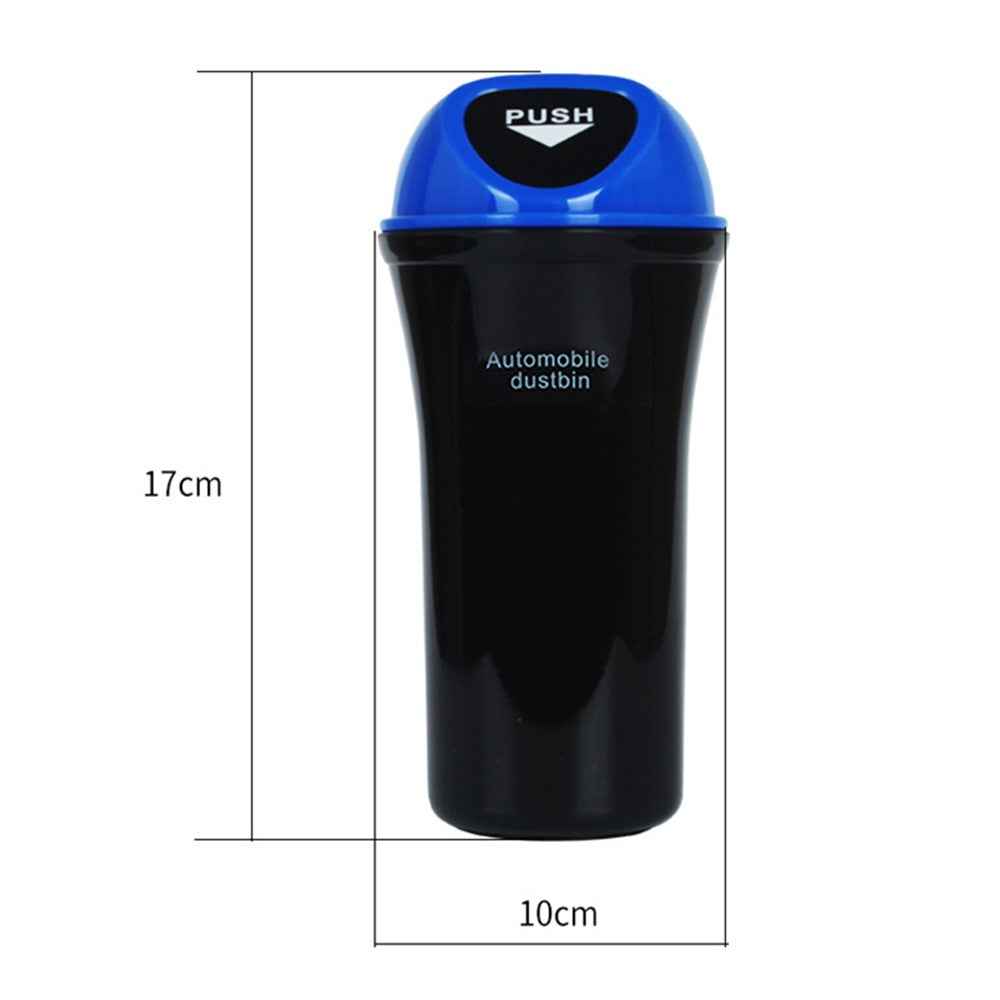 Mini Car Trash Can Push Lid Design Garbage Holder Vehicle Door Cup Holder Seat Back Plastic Trash Bin Dustbin - Sky Blue