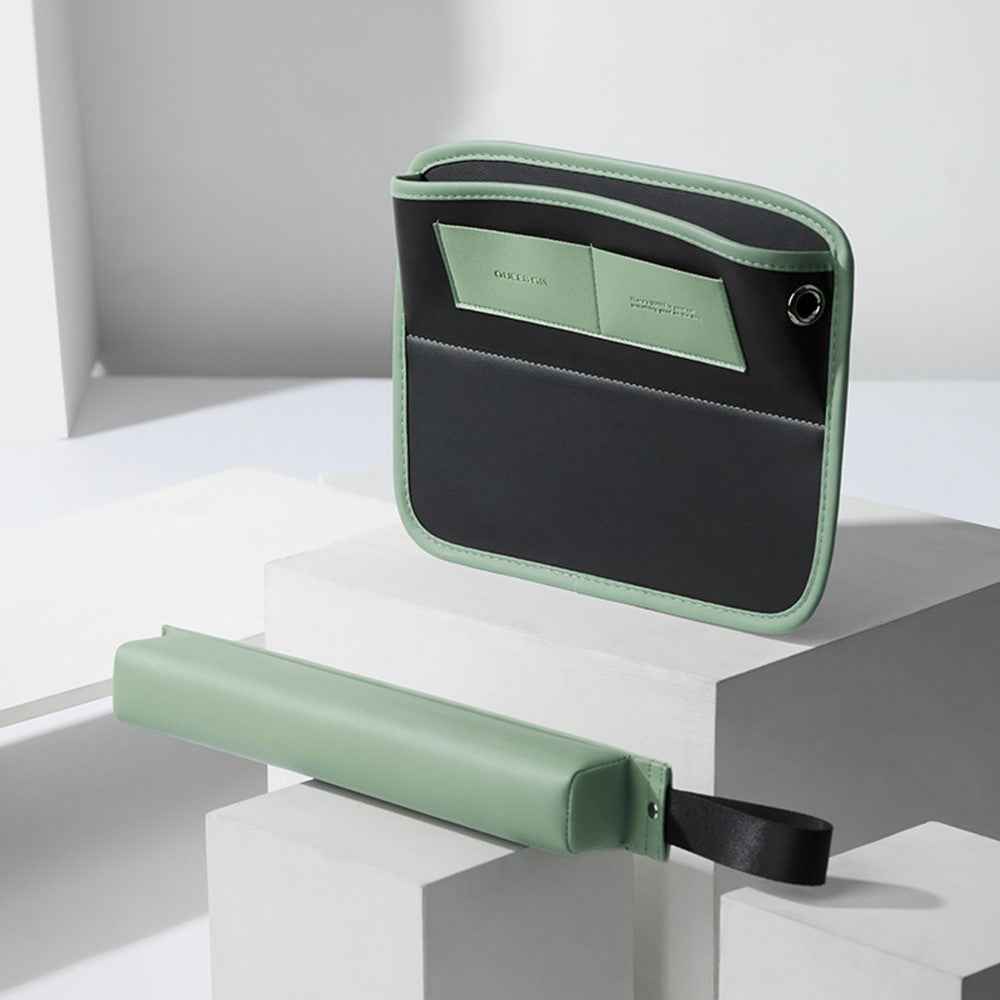 QUEES Car Seat Side Gap Storage Bag Organizer PU Leather Slit Pocket Filler - Green
