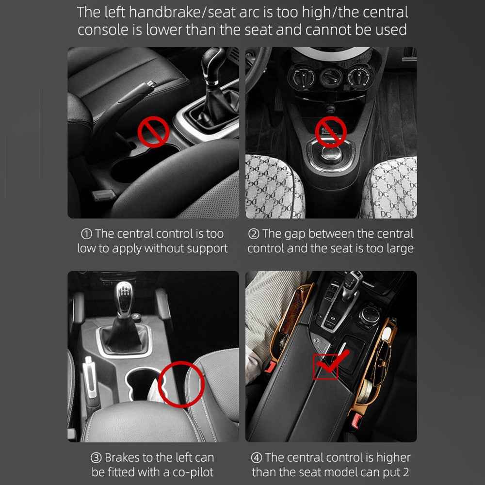 QUEES Car Seat Side Gap Storage Bag Organizer PU Leather Slit Pocket Filler - Green