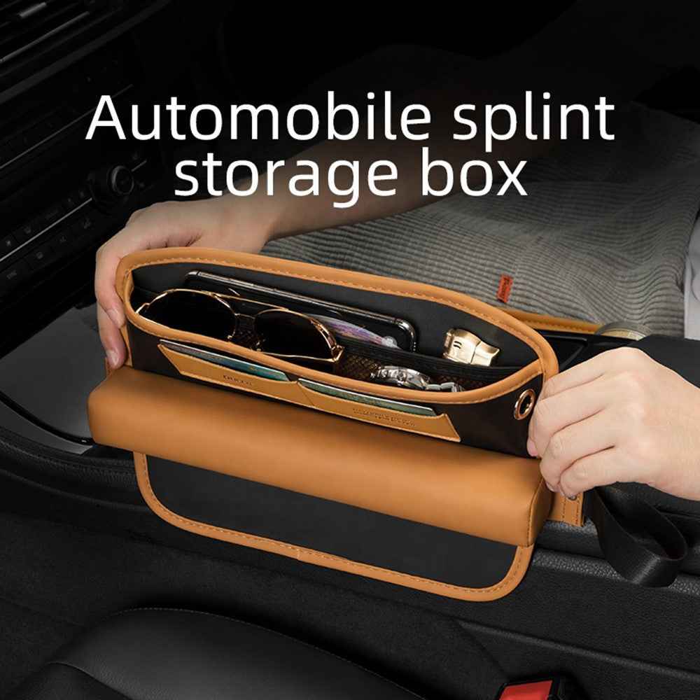 QUEES Car Seat Side Gap Storage Bag Organizer PU Leather Slit Pocket Filler - Green