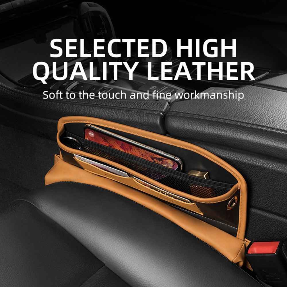QUEES Car Seat Side Gap Storage Bag Organizer PU Leather Slit Pocket Filler - Green