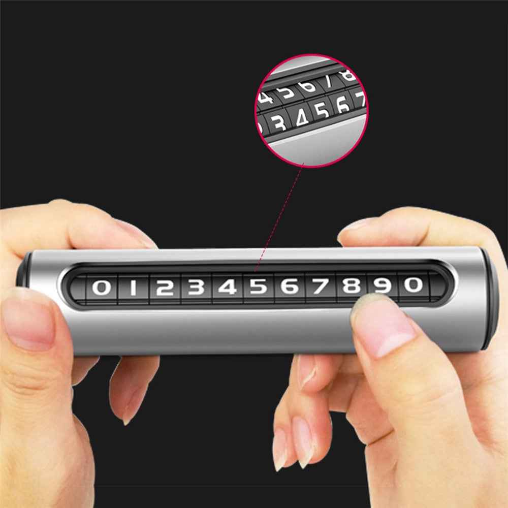 Aluminum Alloy Hidden Car Stop Sign Phone Number Plate Temporary Parking Card - Champagne Gold