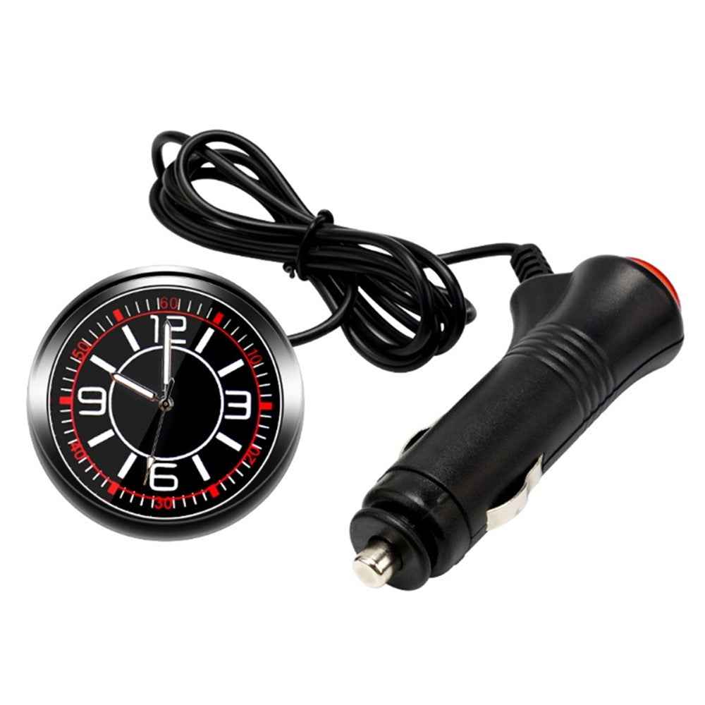 Luminous Mini Car Dashboard Round Quartz Clock Vehicle Interior Decoration - Cigarette Lighter Plug