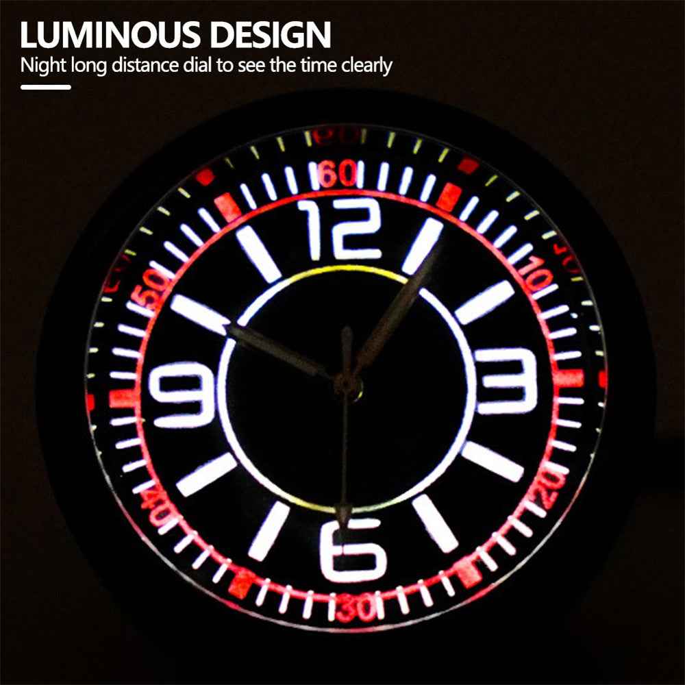 Luminous Mini Car Dashboard Round Quartz Clock Vehicle Interior Decoration - Cigarette Lighter Plug