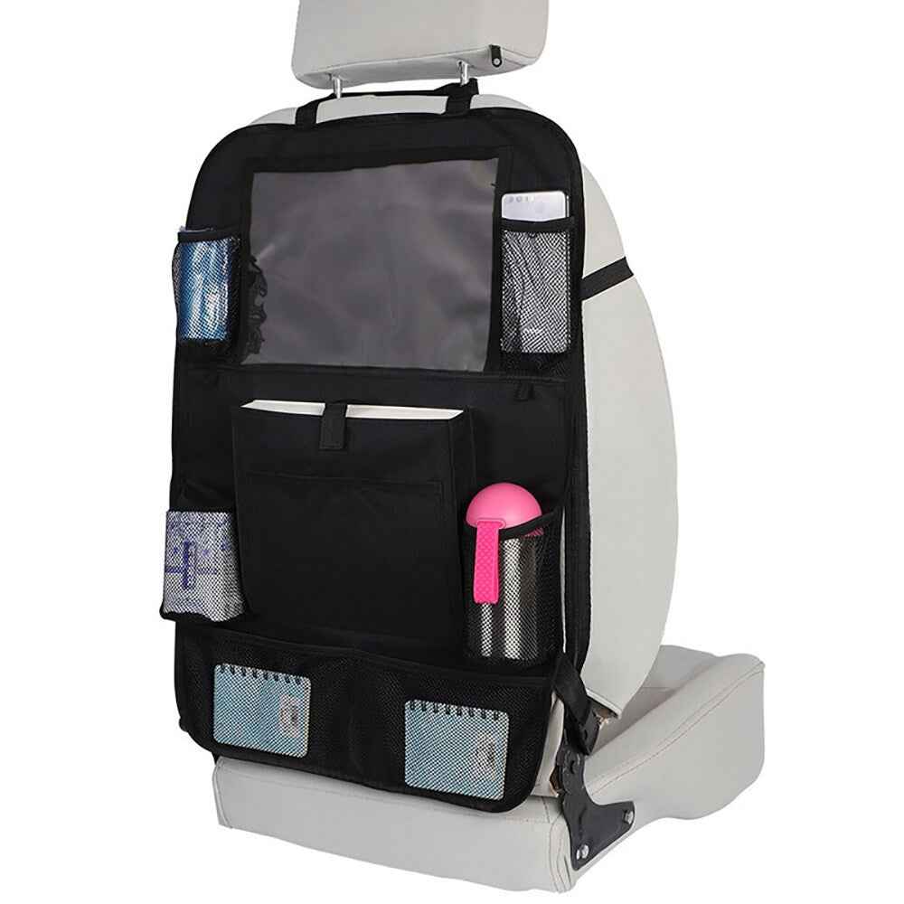 Car Back Seat Multi-Pocket Phone Tablet PC Holder Pouch Hanging Storage Bag Organizer - Black S