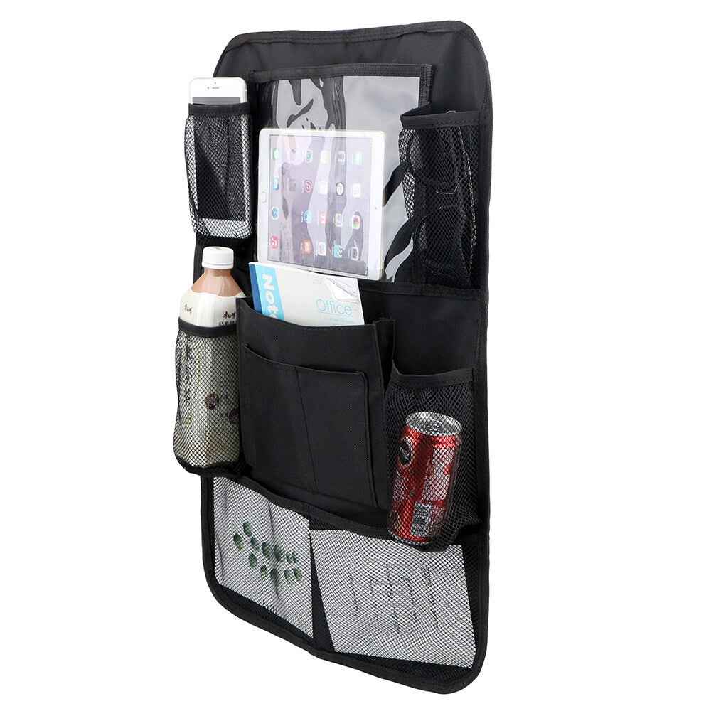 Car Back Seat Multi-Pocket Phone Tablet PC Holder Pouch Hanging Storage Bag Organizer - Black S