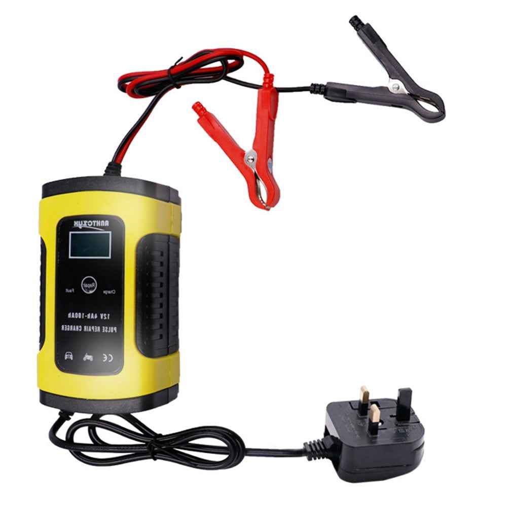 12V Battery Charger All-Intelligent Universal Battery Maintainer Repair Lead-Acid Battery Charger with Digital Display for Motorcycle Cars - UK Plug