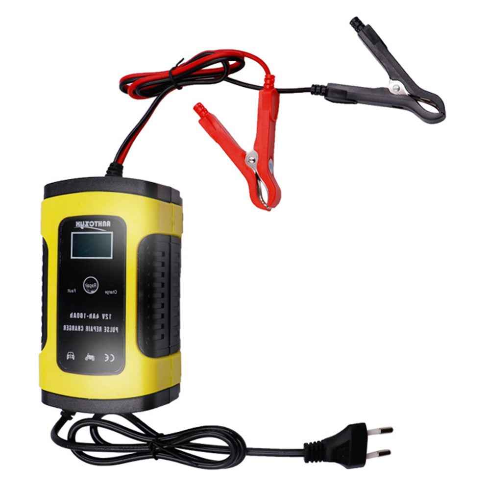 12V Battery Charger All-Intelligent Universal Battery Maintainer Repair Lead-Acid Battery Charger with Digital Display for Motorcycle Cars - EU Plug