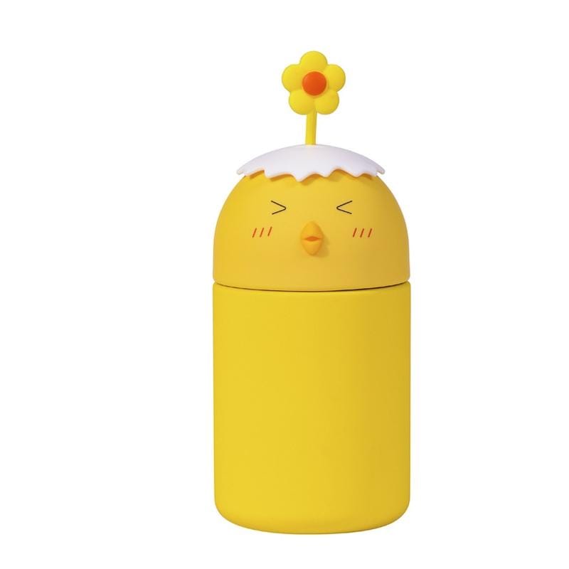 Chicken Shape Handy Insulation Cup Silicone Rope Vacuum Stainless Steel Student Water Cup (B Yellow)