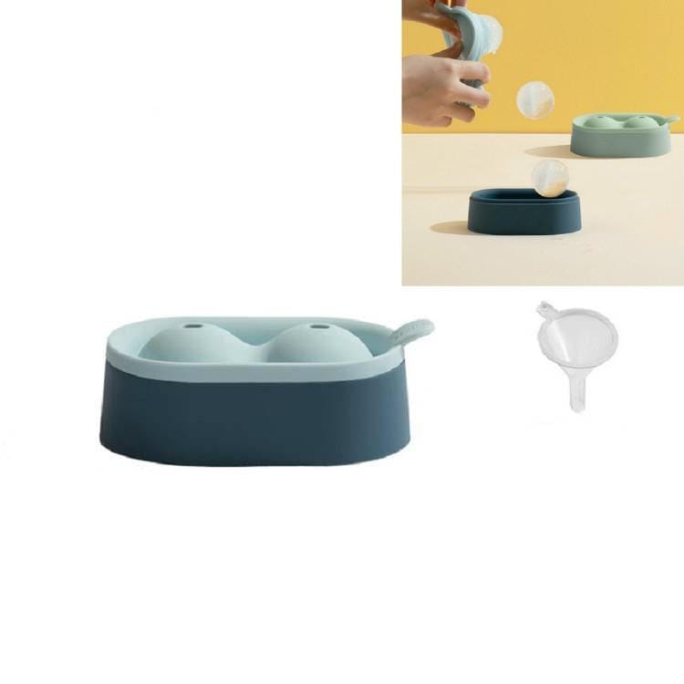 Ice Ball Mold Food Grade Silicone Ice Grid Double Ball Ice Making Mold (Blue)