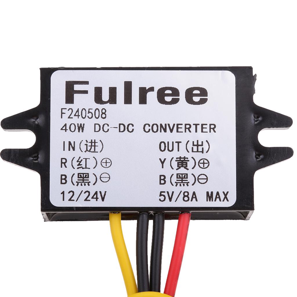 DC Volt Converter 8-36V 12V/24V Step Down to 5V 8A/40W Car LED Power Supply Waterproof