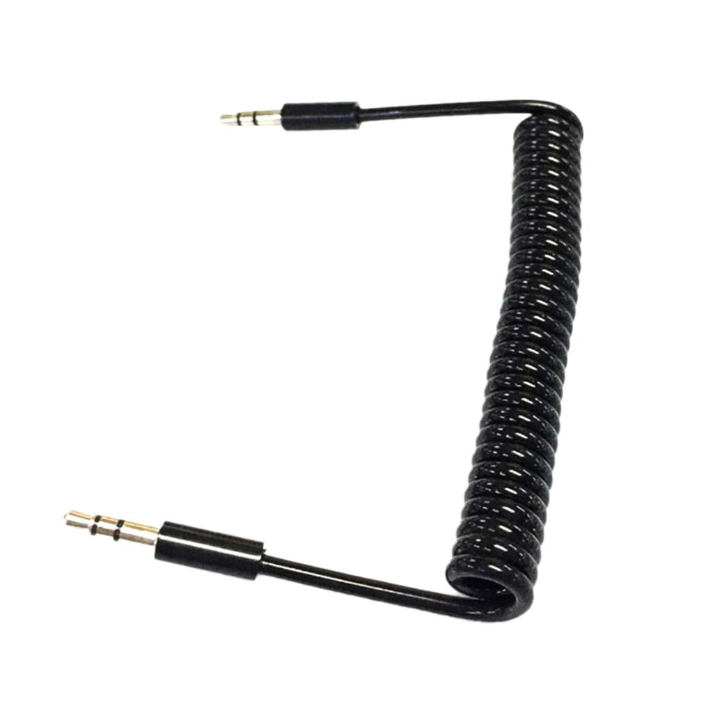 3.5mm 3 Pole Male to Male M/M Jack Audio Stereo Aux Spring Cable 1m