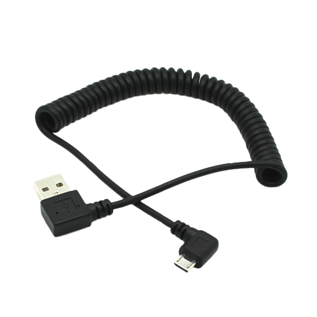 3 Pieces 1m Spring Coiled USB 2.0 Male A to Micro USB 5-pin cable Black