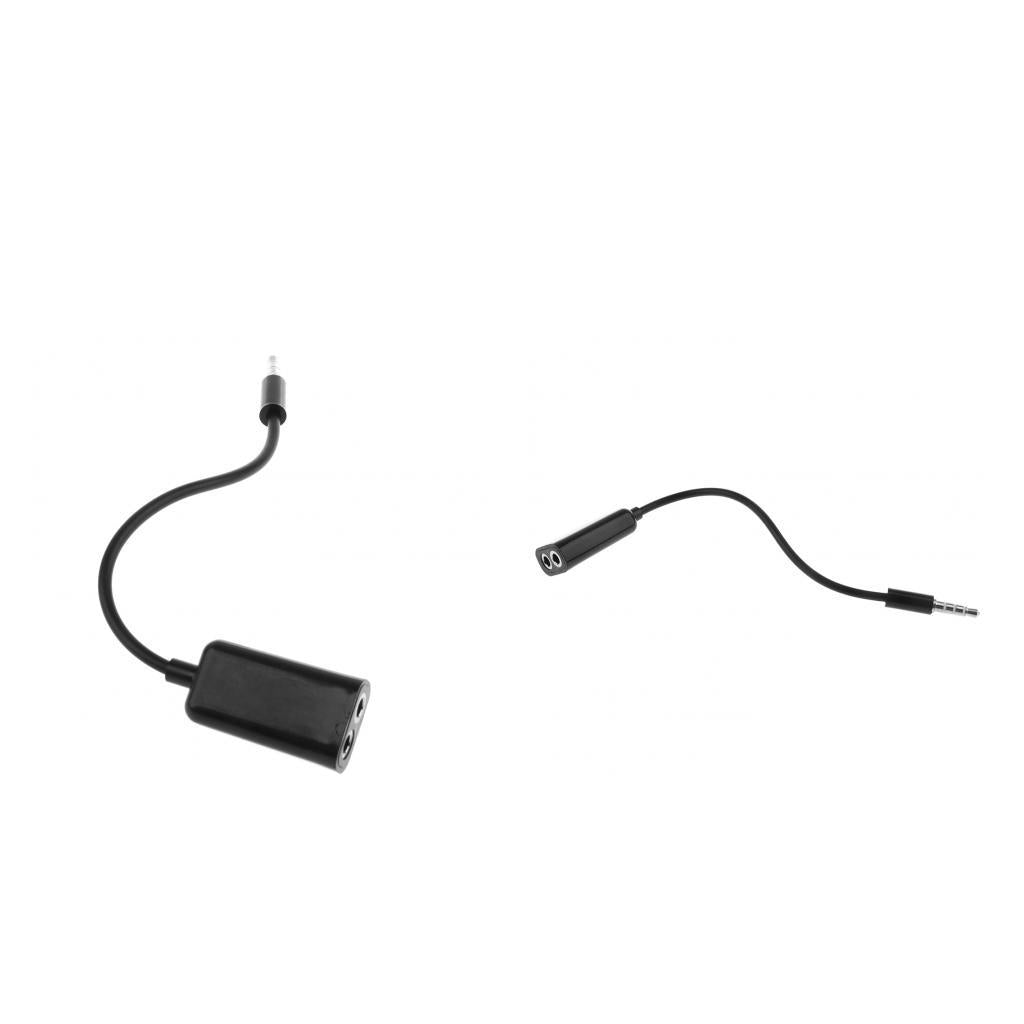 3.5mm Male to 2 Port 3.5mm Female Audio Splitter Adapter for Earphone black