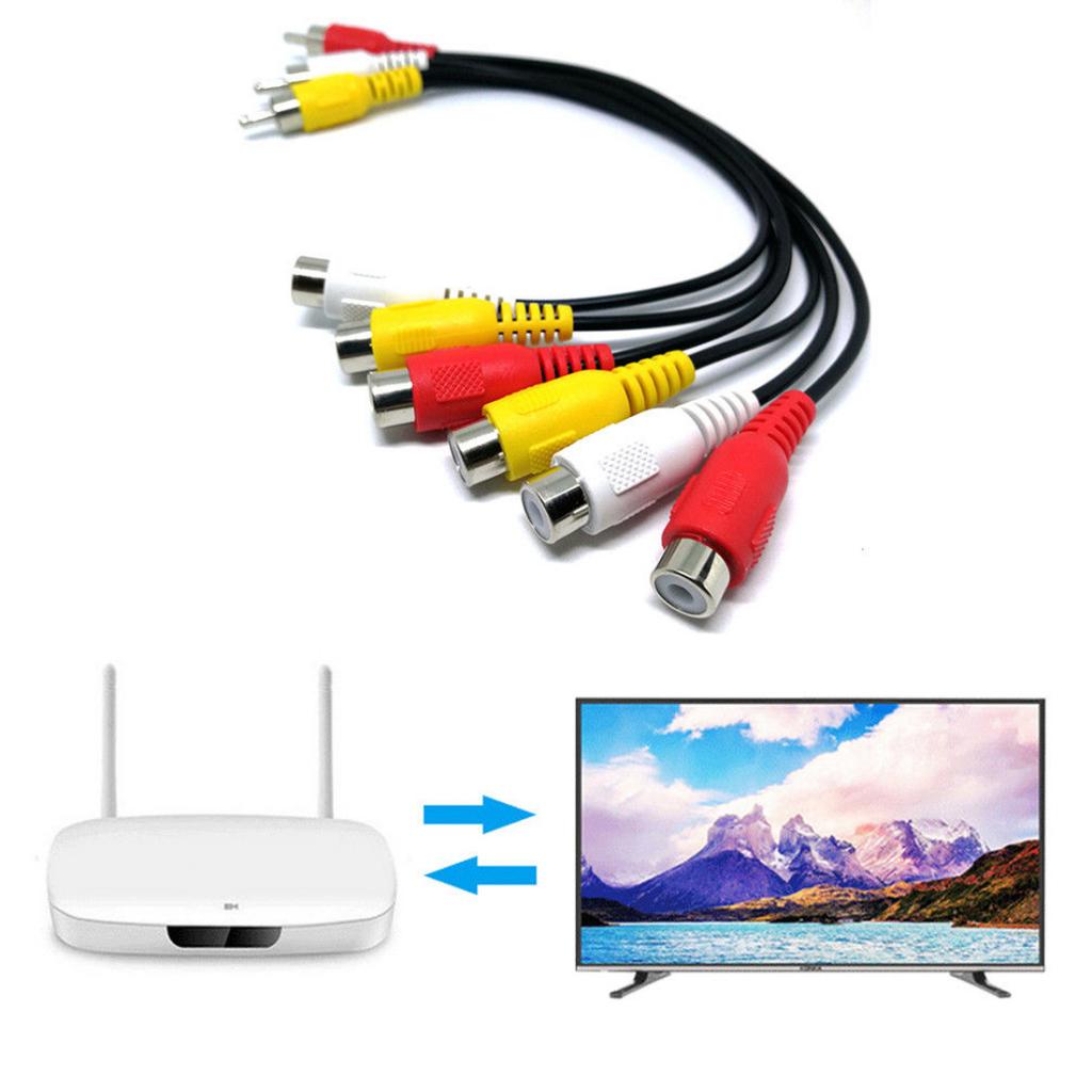 3 RCA Male Jack to 6 RCA Female Plug Splitter Audio Video AV Adapter 
