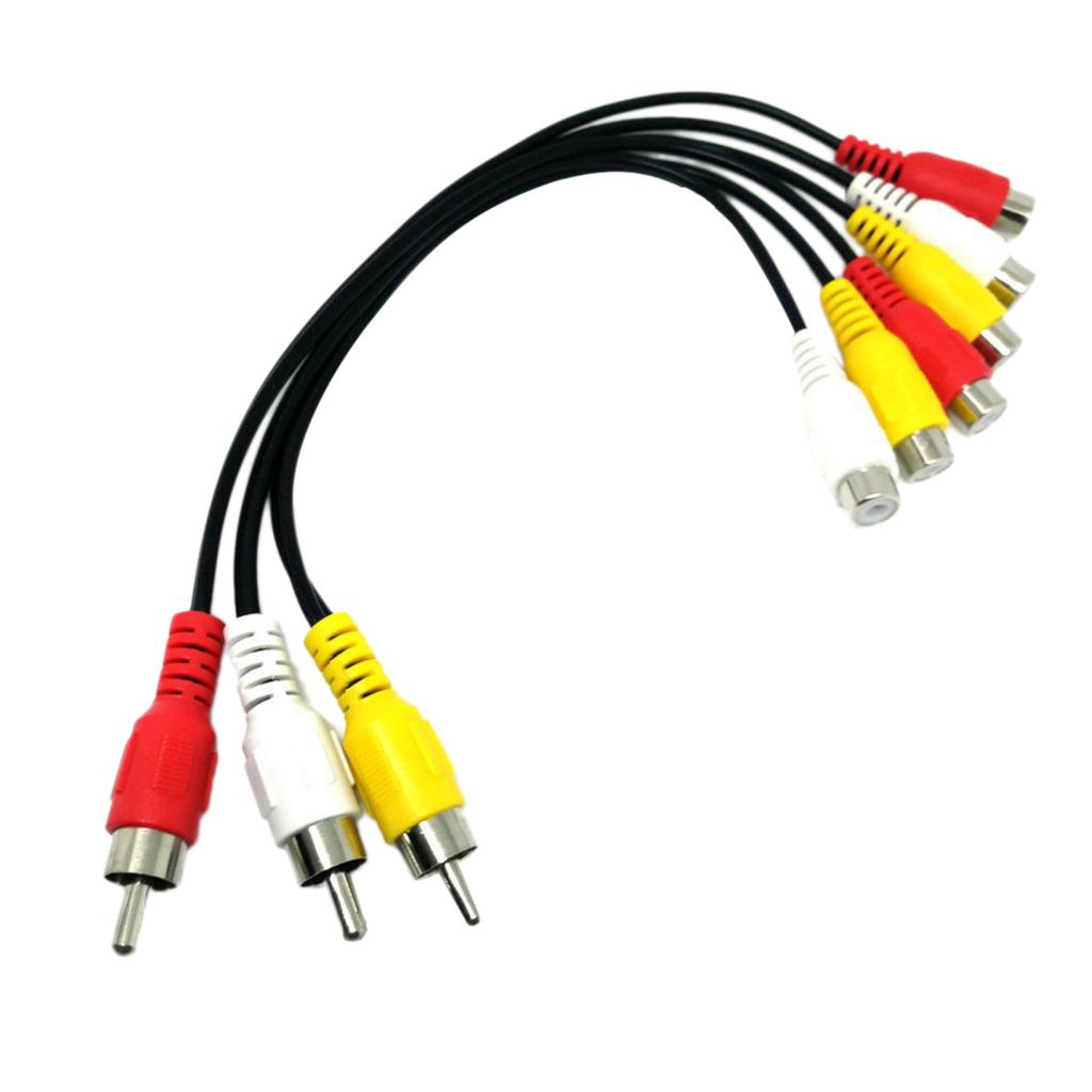 3 RCA Male Jack to 6 RCA Female Plug Splitter Audio Video AV Adapter 