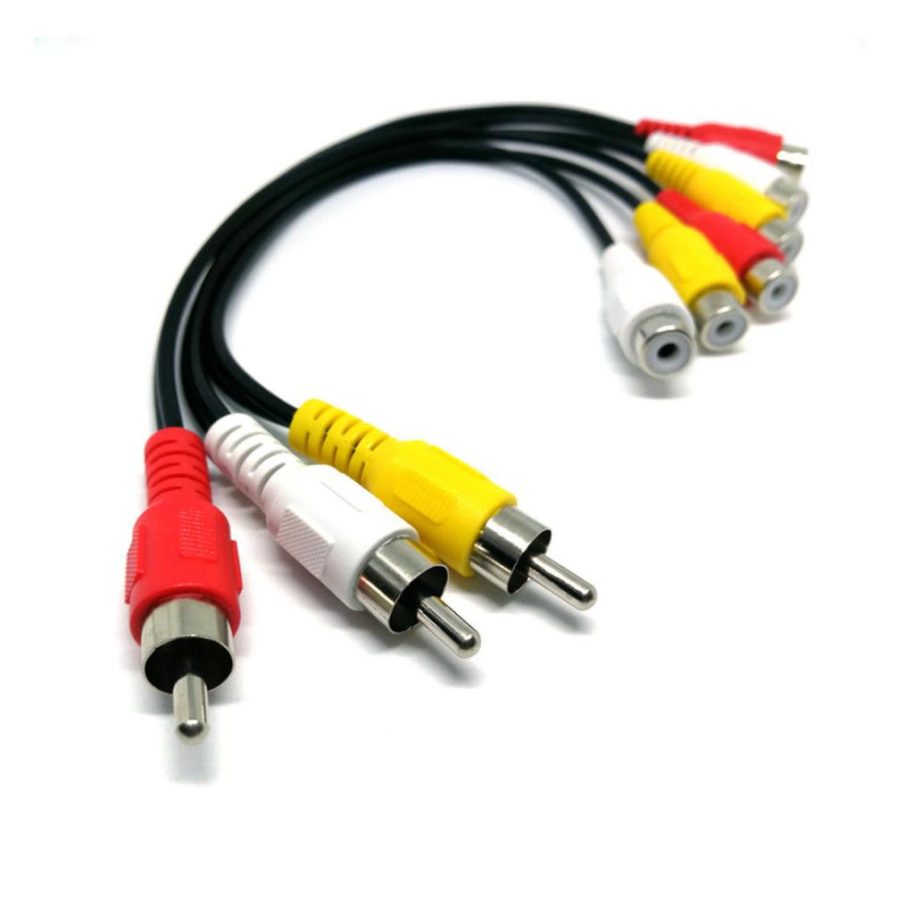 3 RCA Male Jack to 6 RCA Female Plug Splitter Audio Video AV Adapter 