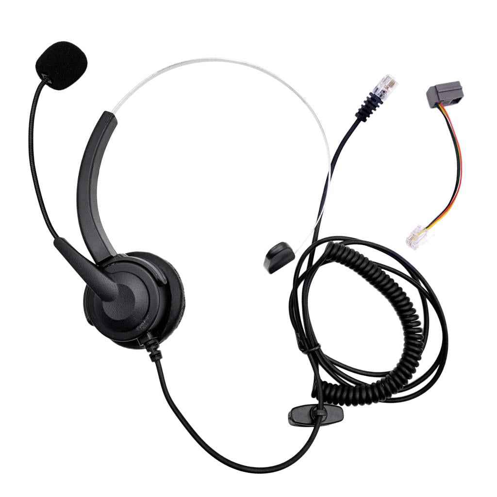 RJ11 Handsfree Call Center Corded Telephone Monaural Headset black
