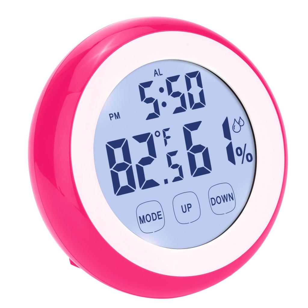 Backlight Touch Screen Hygrometer Time Temperature Clock Thermometer Rose